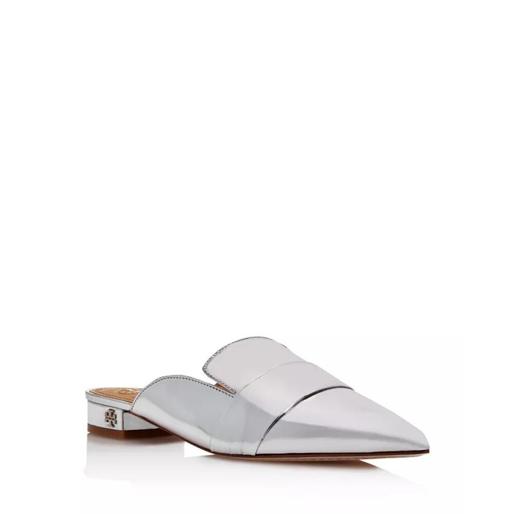 Tory Burch Silver Metallic Mules